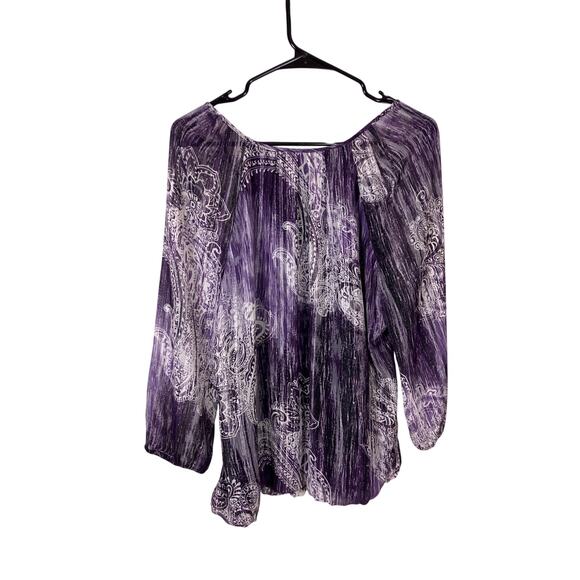 Glance Y2K Fairycore Purple Silver Paisley Shirt Women’s XL – Vintage Boho Top - Picture 4 of 6